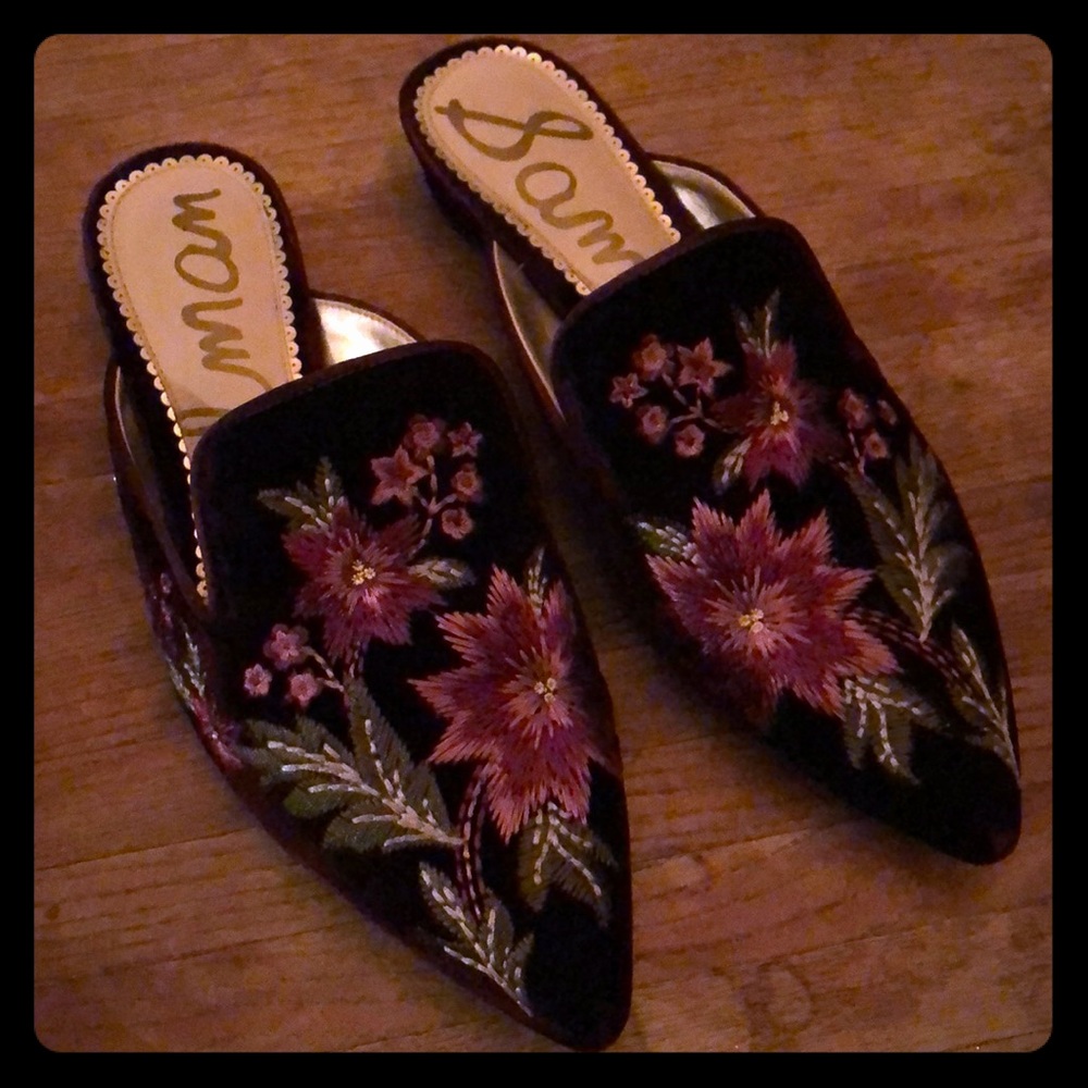 Sam Edelman mules - velvet with floral